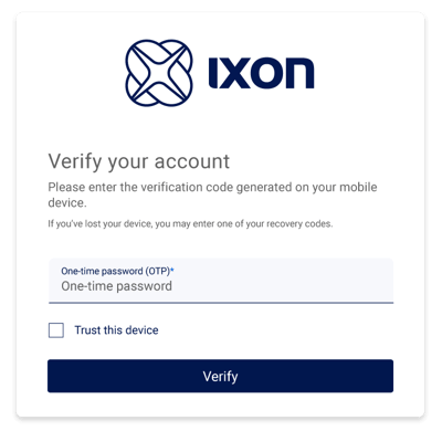 IXON Customer portal security 2FA authentification