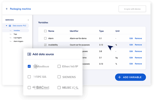 Función IXON Cloud Registro de datos PLC en la nube