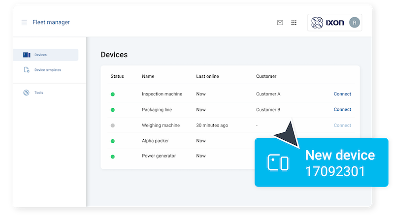 Gestión de flotas con funciones en la nube de IXON Cloud