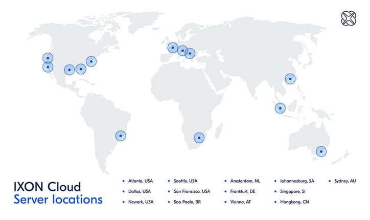 IXON VPN servers are located in data centers around the world to provide low-latency connections.