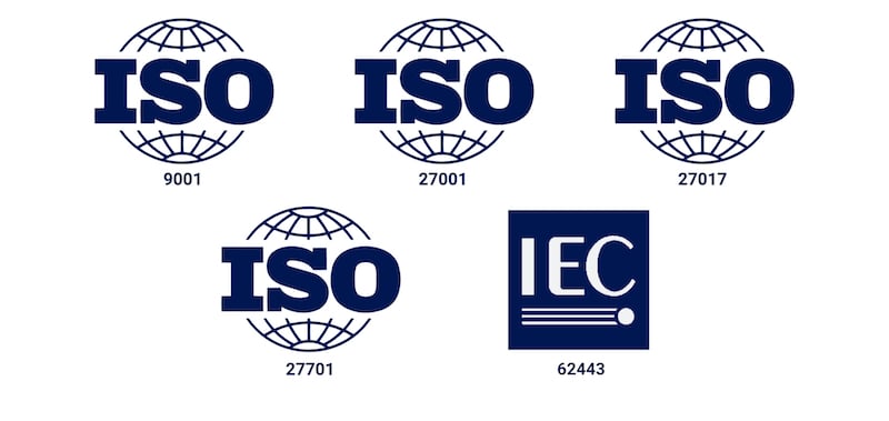 ISO logos IXON Cloud internacionales de seguridad del sector