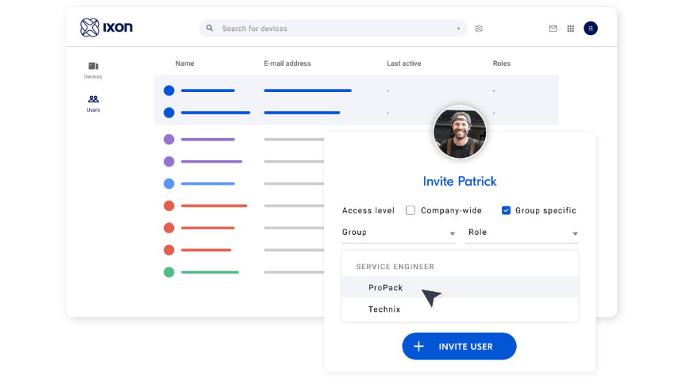 IXON Cloud Leistungsstarke Benutzerverwaltung